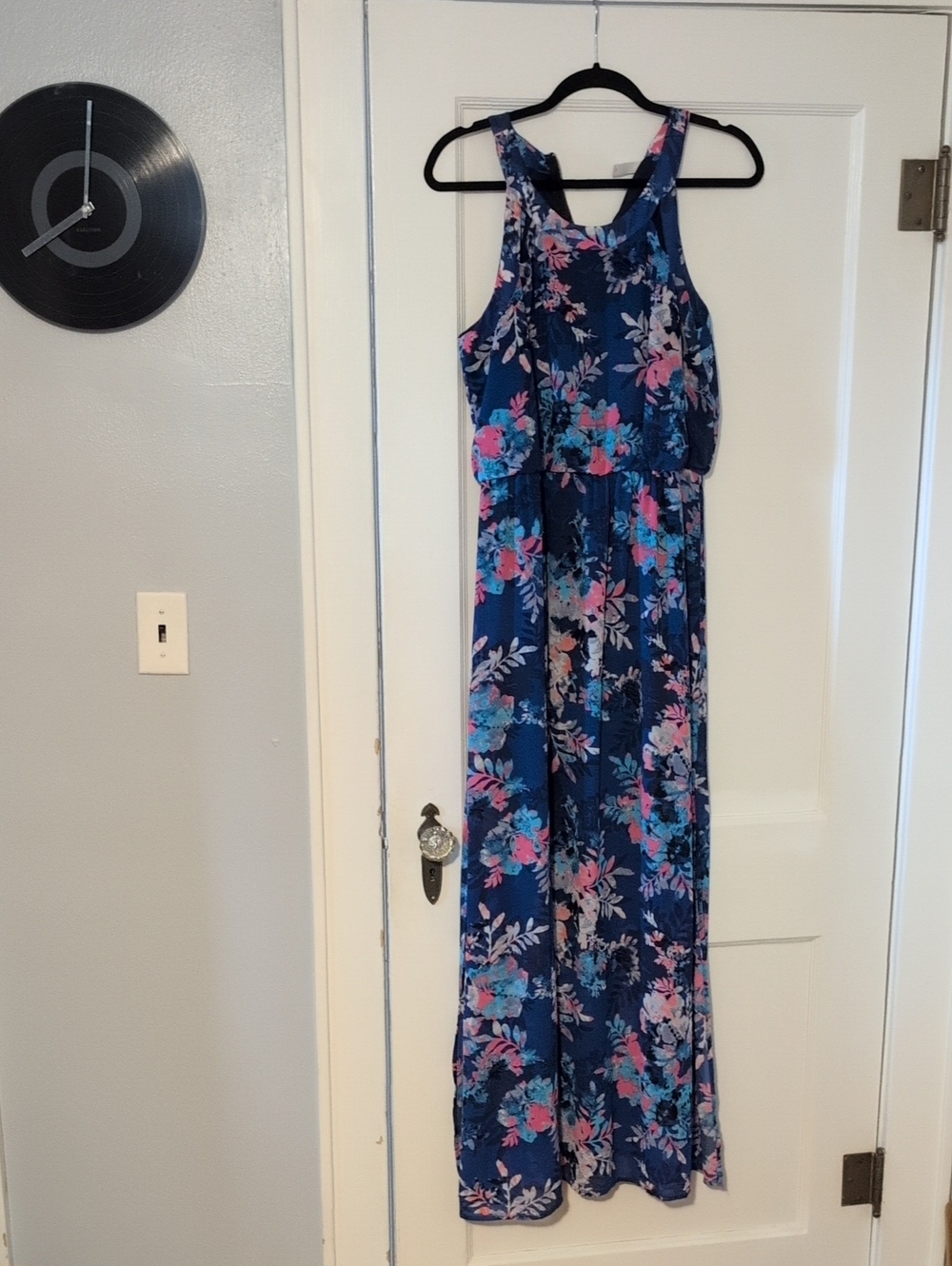 Floral Navy Sleeveless Maxi Dress